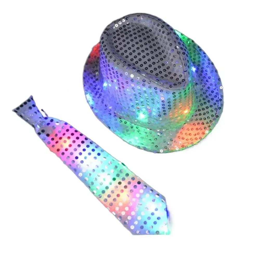 Moda dzieci dorośli LED LID LIGIN TIECY Jazz Fedora Hat Flashing Neon Party Gift Costume Cap Urodziny Ślub Karnawał hurtowy