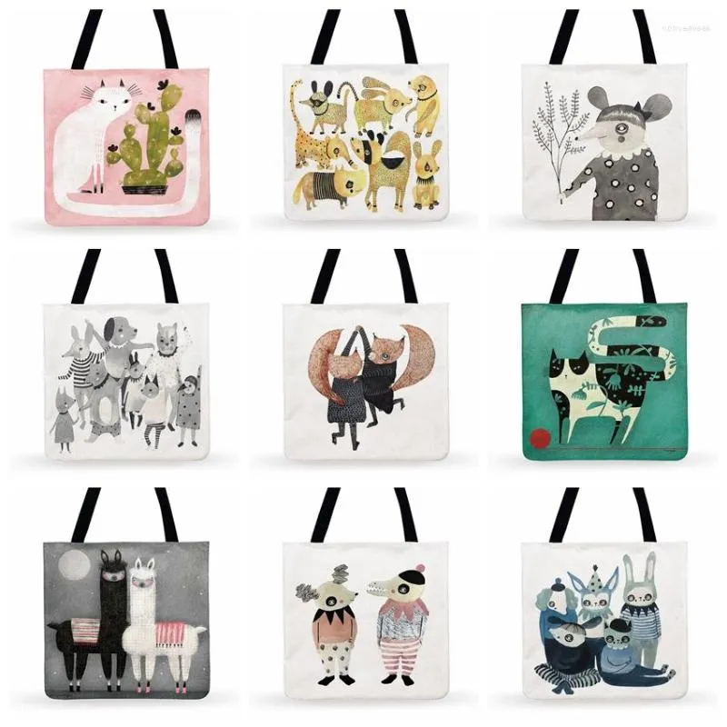 Borse da sera Borsa per la spesa all'aperto Beach Dancing Painting Cartoon Illustration Print Tote For Women Casual Ladies Shoulder