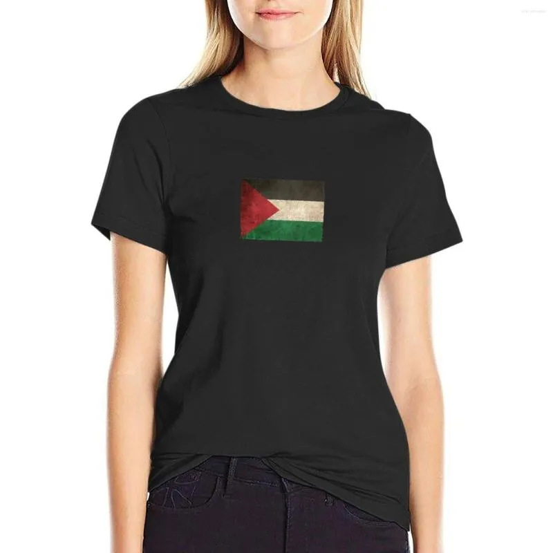 Kvinnors polos gamla och slitna nödställda vintage flagga av palestina t-shirt kort ärm tee kvinnor grafik t skjortor