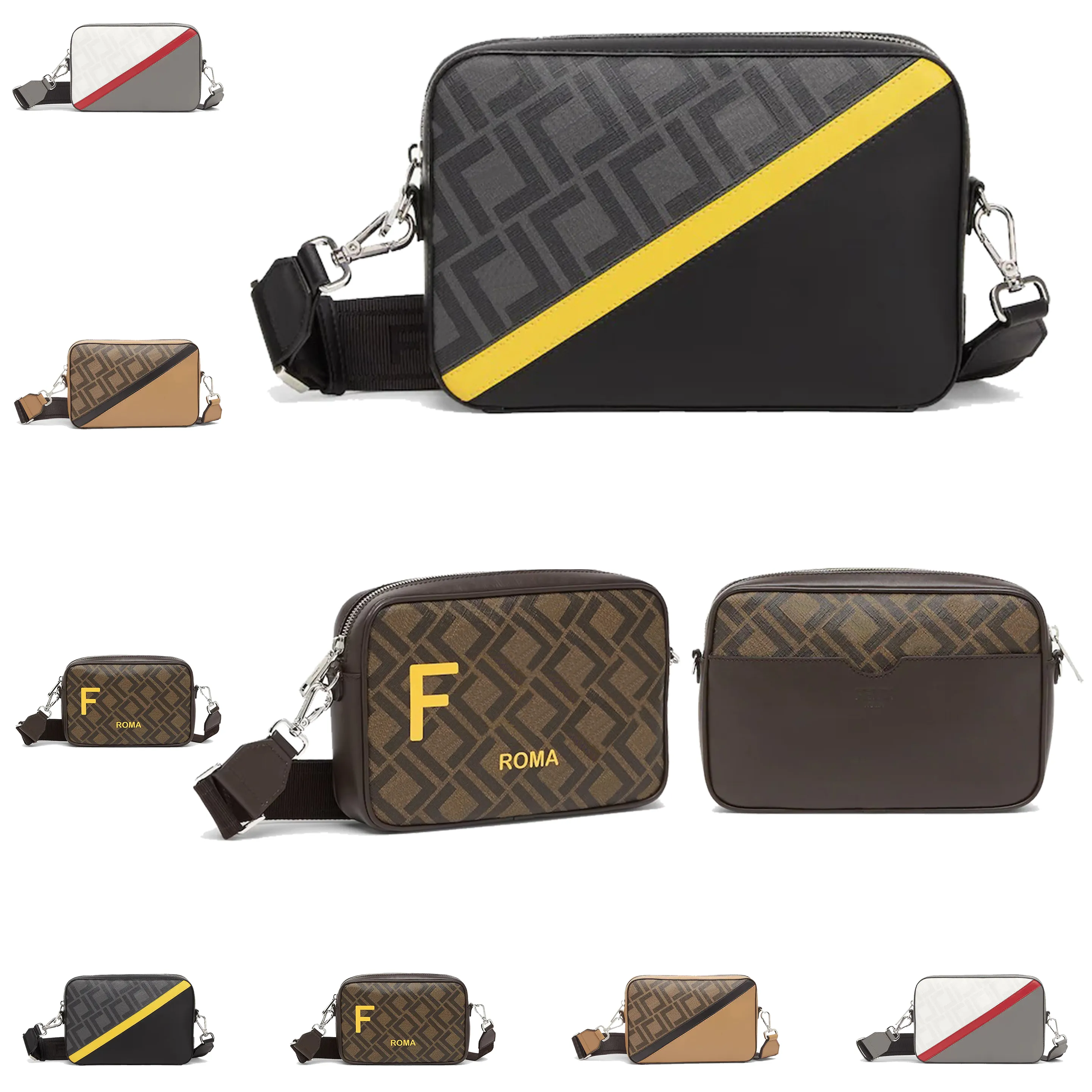 Kvinnor Lage Square Camera Lady Mens plånbok snedstreck designer handväska axel rand messenger crossbody väska klassisk sling koppling tote nylon canvas väskor