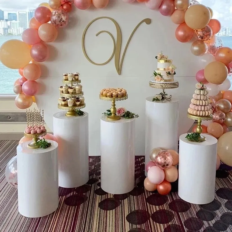 Altri articoli per feste di eventi Tavolo Tavolo da dessert Alzata per torte Compleanno Festa di nozze Decorazioni per eventi Decorazione Sfondo rotondo Base Cilindro bianco Stand 230613