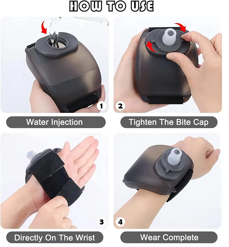 New Portable Silicone Running Water Bottle Foldable Soft Water Bag Marathon Running Hydration Equipment Portable Water Cup A0126