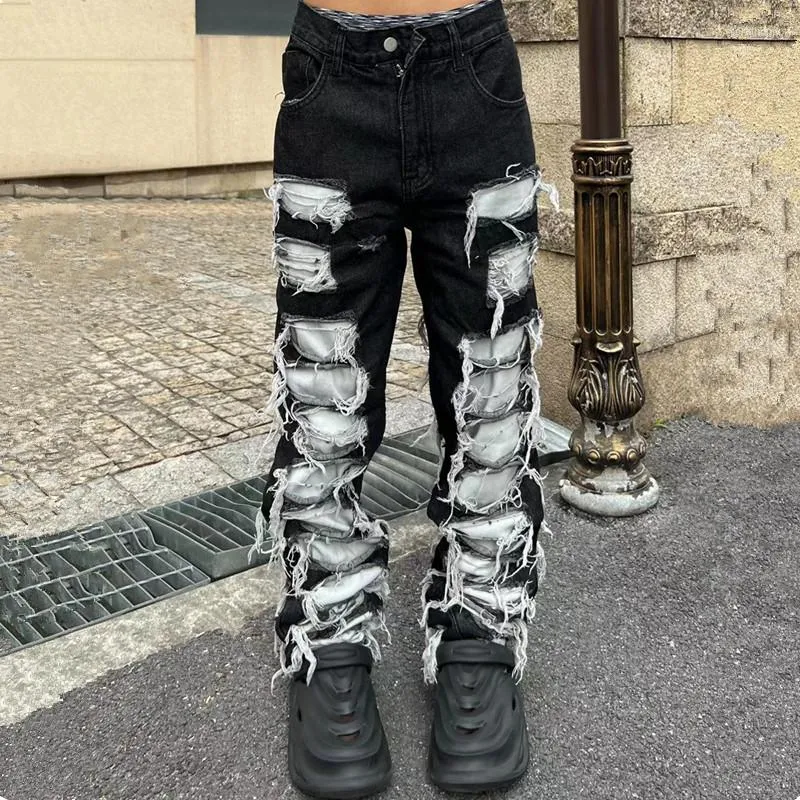 Jeans Masculino 2023 Ropa Grunge Y2K Streetwear Baggy Stacked Ripped Pants  Men Clothing Straight Washed Blue Jeans Pantaloni Uomo De $187,75