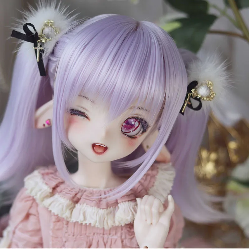 Doll Accessories BJD Doll WIG 1/3 1/4 1/6 1/8 ذيل حصان مزدوج يتفوق على الشعر القصير 25 لونًا متاحًا 230613