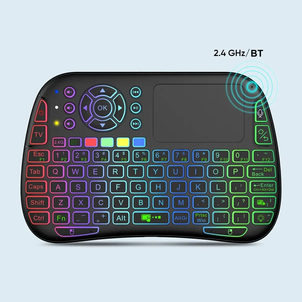 Mini Tastiera Wireless 2.4G Con Touchpad Integrato Per PC, Android, Smart TV