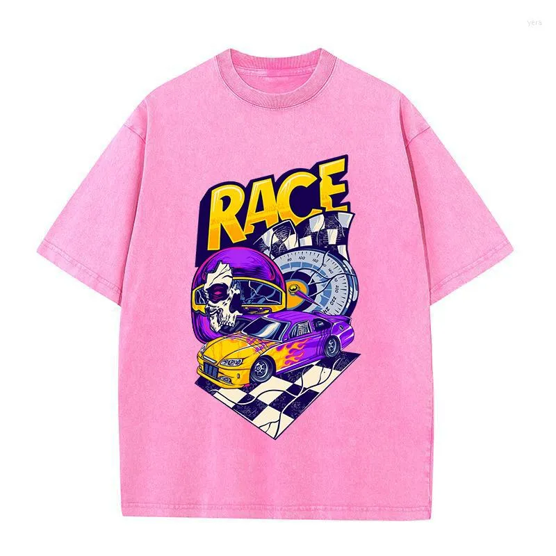 T-shirts pour hommes Cool Race Car Designer Graphics Imprimé Vêtements pour hommes Mode T-shirts surdimensionnés Été Hip Hop Coton lavé Hommes Chemise