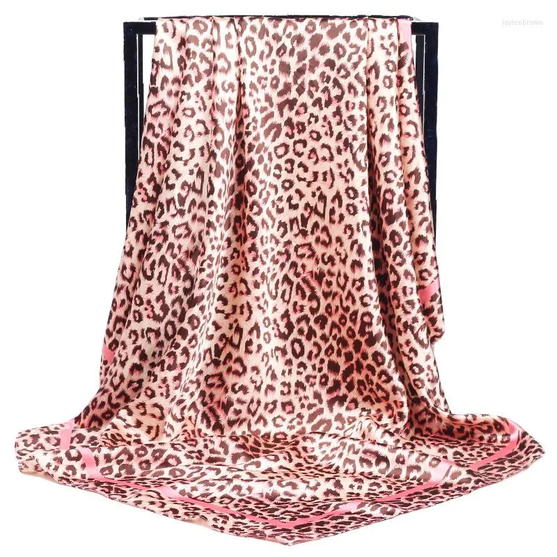 Шарфы Женщины Шелковый шарф модный принт Большой квадратный летний обертывание 90 90 см мусульманские хиджаб голова богемных платков