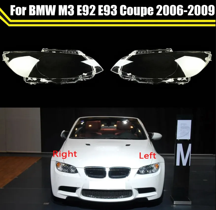 Abat-jour pour BMW série 3 2 portes coupé M3 E92 E93 2006-2009 couvercle de phare de voiture couvercle de lampe coque de phare étui à lentille en verre