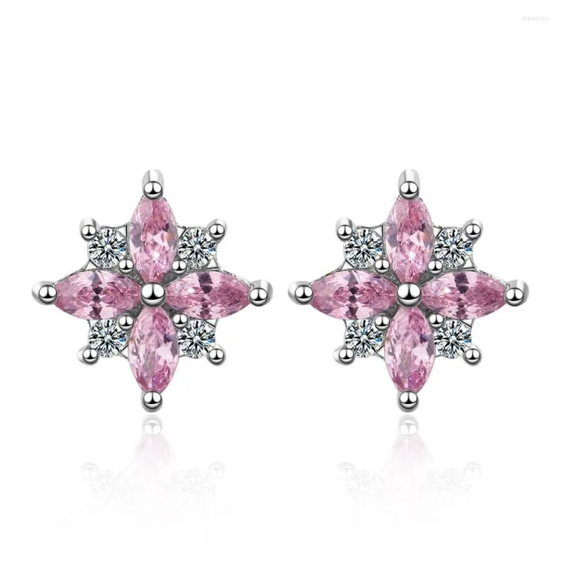 Boucles d'oreilles clous d'oreille fleur pour femmes Zircon rose bijoux de mode doux tempérament fleurs de cerisier cadeaux filles