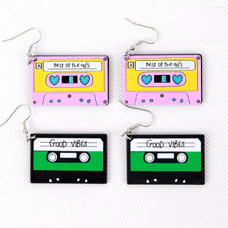 Dangle Earrings Cute Of The 90s Letter Cassette Tape Acrylic For Women Vintage Record Square Earring Funny Jewelry