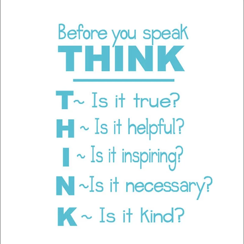 Vinyl-Wandaufkleber mit Zitat „Denken Sie nach, bevor Sie sprechen“ für das Klassenzimmer im Klassenzimmer, Motivierendes Plakat k2061