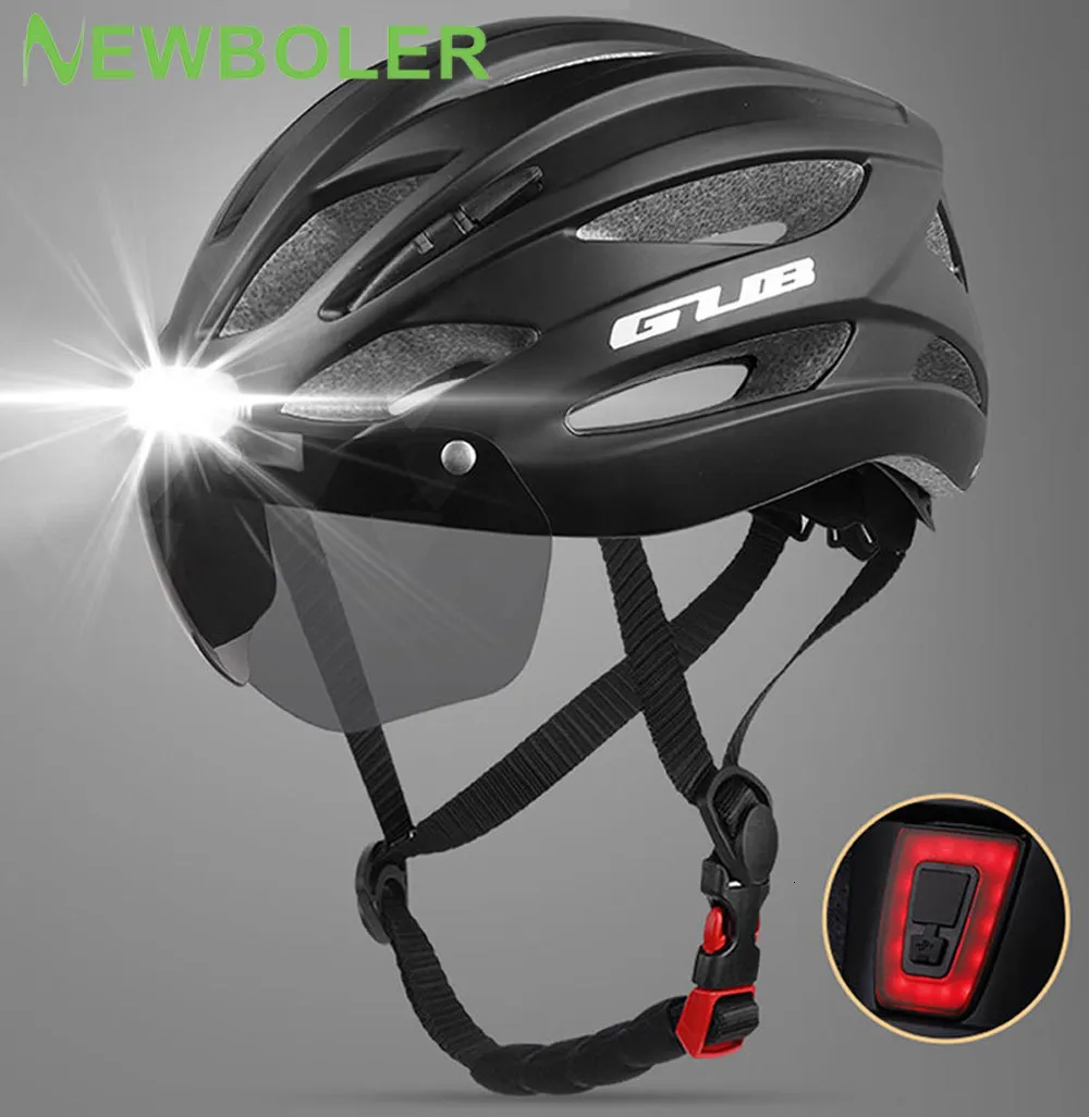 Caschi ciclismo BOLER Light Helmet MTB Road Bicycle anteriore e posteriore con avvertimento USB ricaricabile elettrico 230613