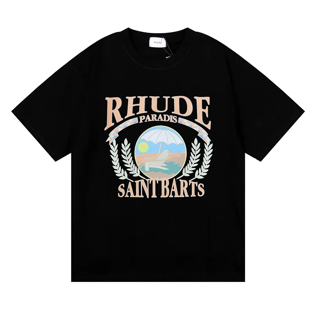 Rhudes Mens T Shirt عالي الجودة Tess Designer أزياء غير رسمية قصيرة الأكمام أوروبا أمريكا الرجال الرجال جولة الرقبة Tshirts 24SS 269