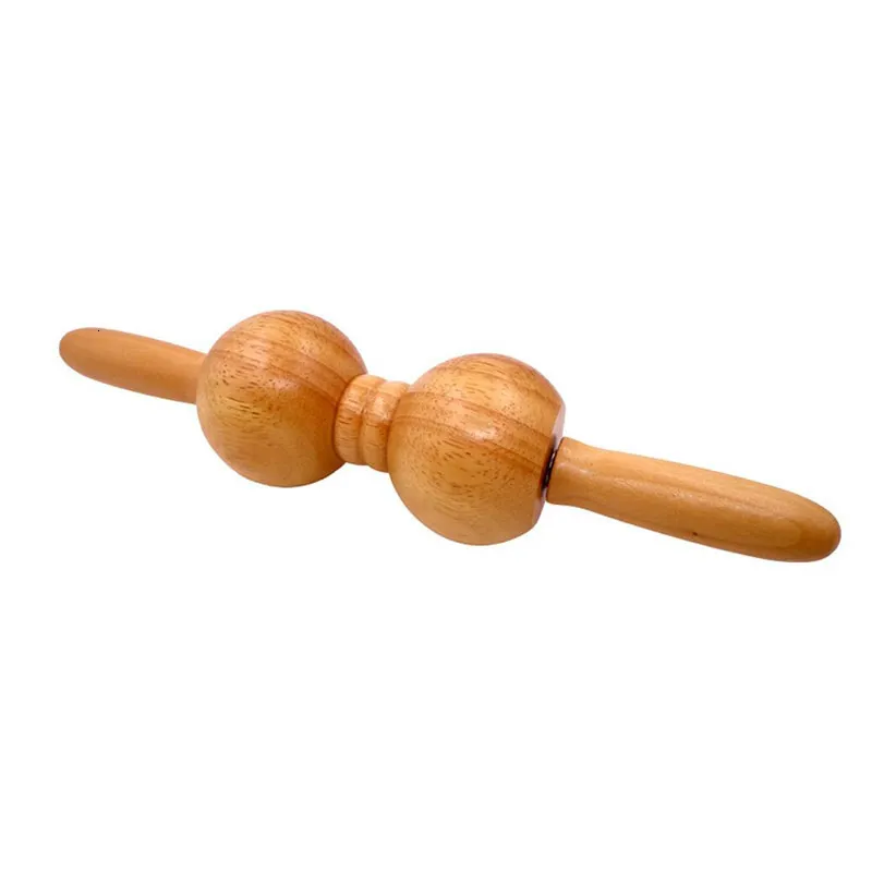 Full Body Massager Wooden roller massager Solid wood back leg massage hammer double massage ball rolling spine 230614