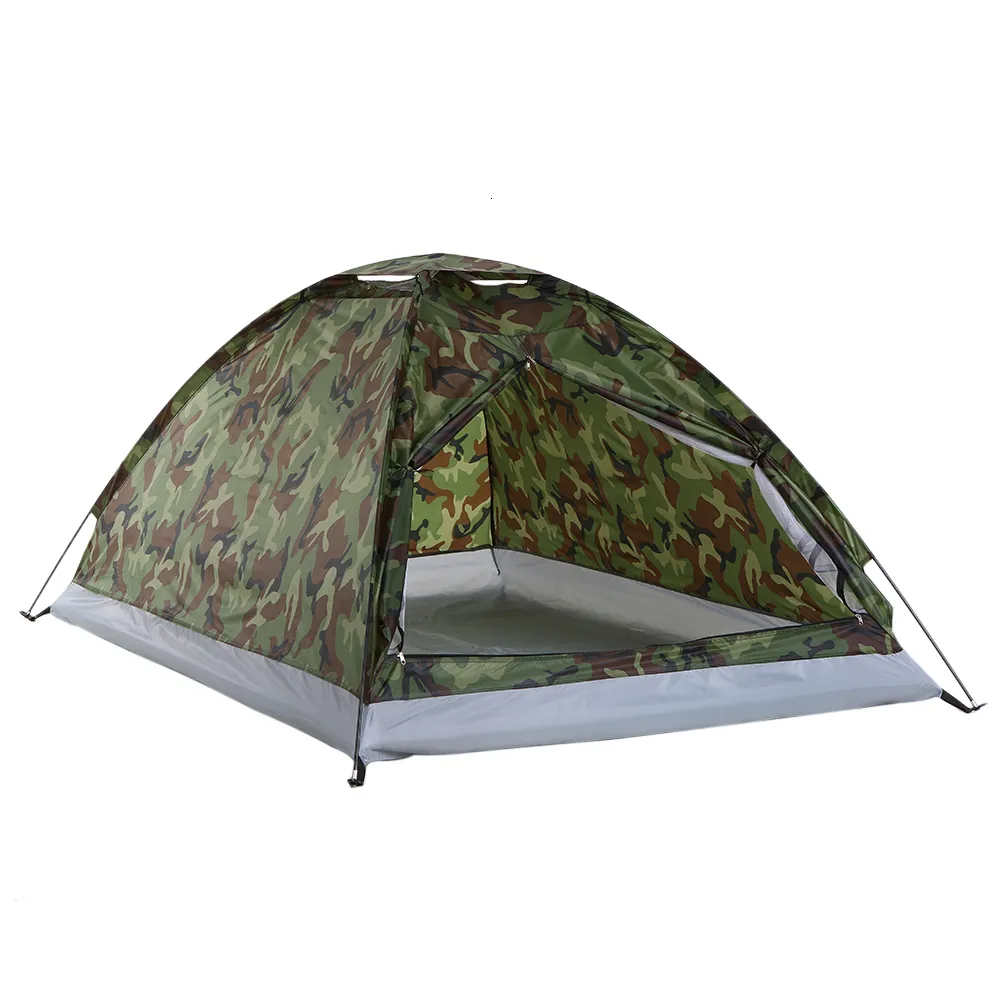 Tents and Shelters Camping Tent for 2 Person Single Layer Outdoor Portable Camouflage Handbag for Hiking Travelling Lightweight Backpacking 230613