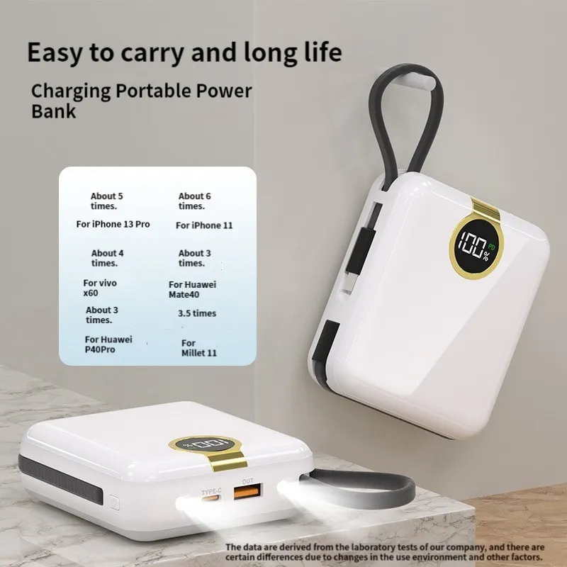 Powerbank 60000 MAh 22,5W - Charge Rapide USB-C - 4 Sorties, 3 Entrées - Écran LED - Pour Smartphones, Tablettes