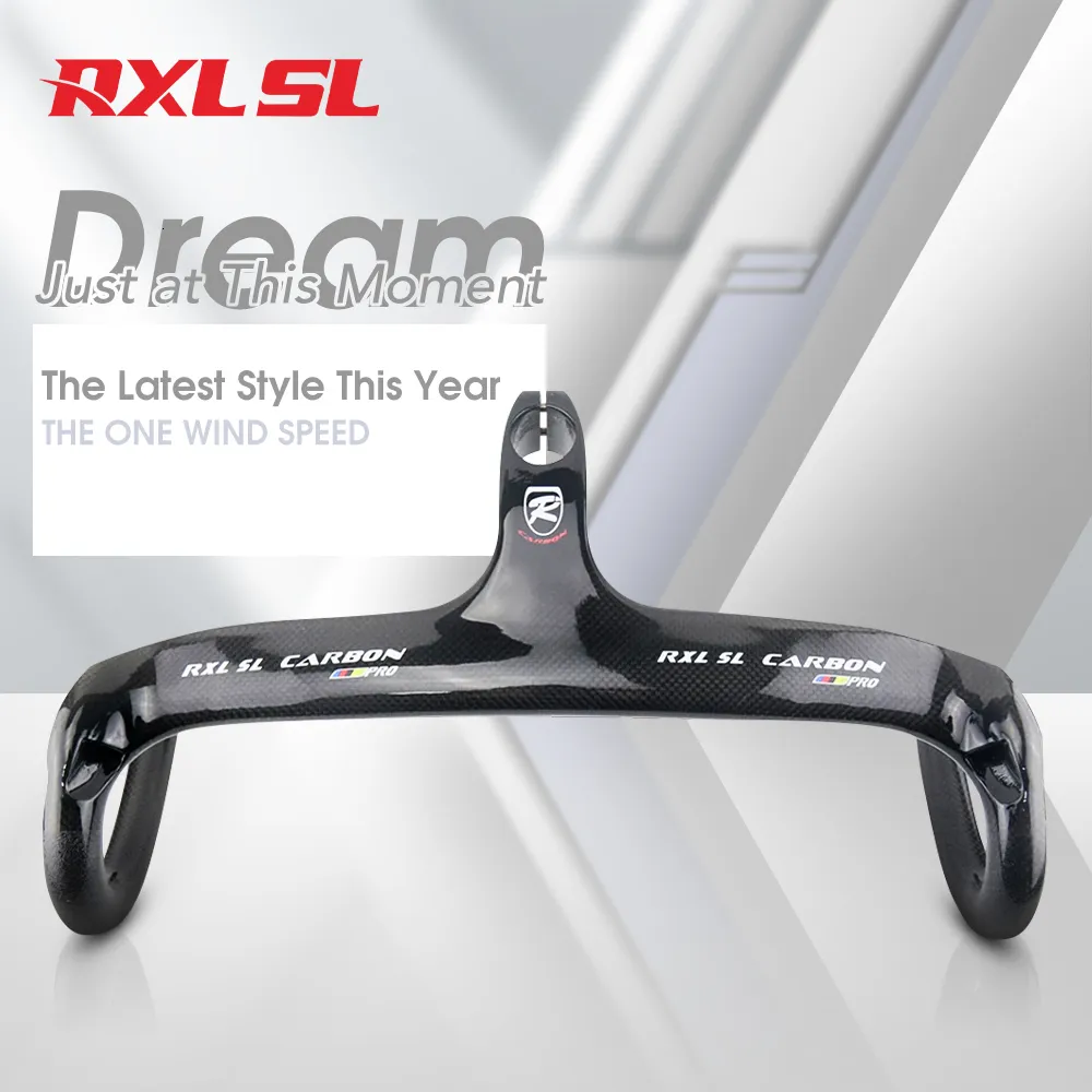 Компоненты велосипедных рулей RXL SL Carbon Road Hanlybar, интегрированный с STEM Racing Speed ​​Speed ​​1-1/8 "Черная внутренняя маршрутизационная ручка для капля для велосипеда 230614