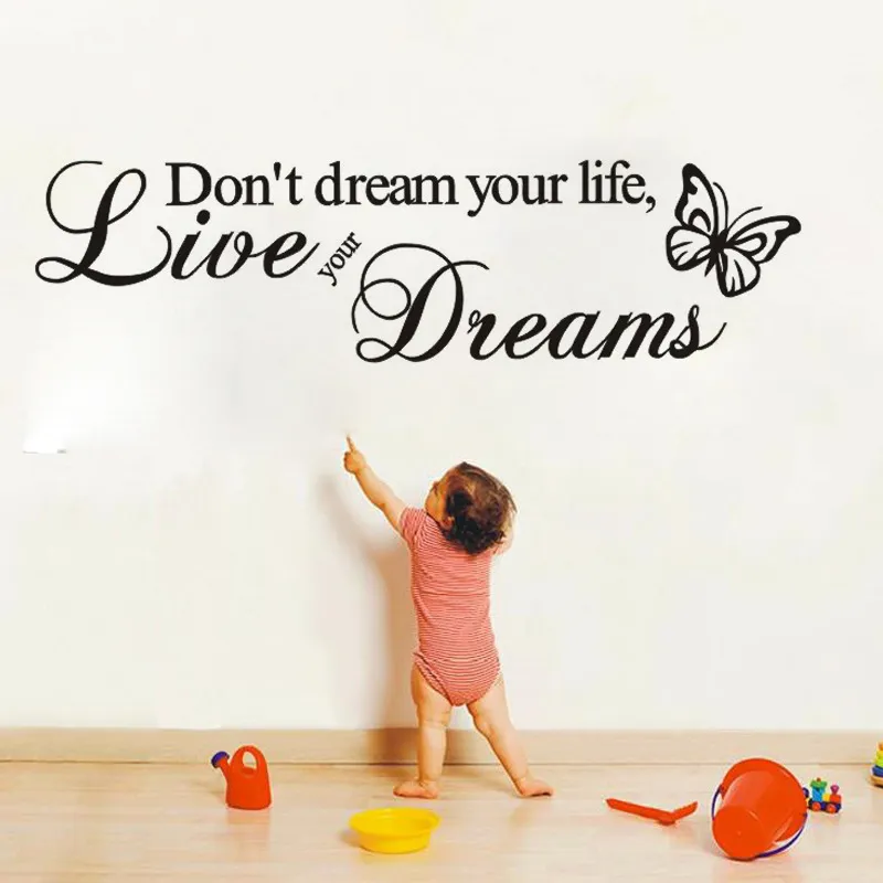 Dröm inte ditt liv Art Vinyl Citat väggklistermärken väggdekaler heminredning leva dina drömmar