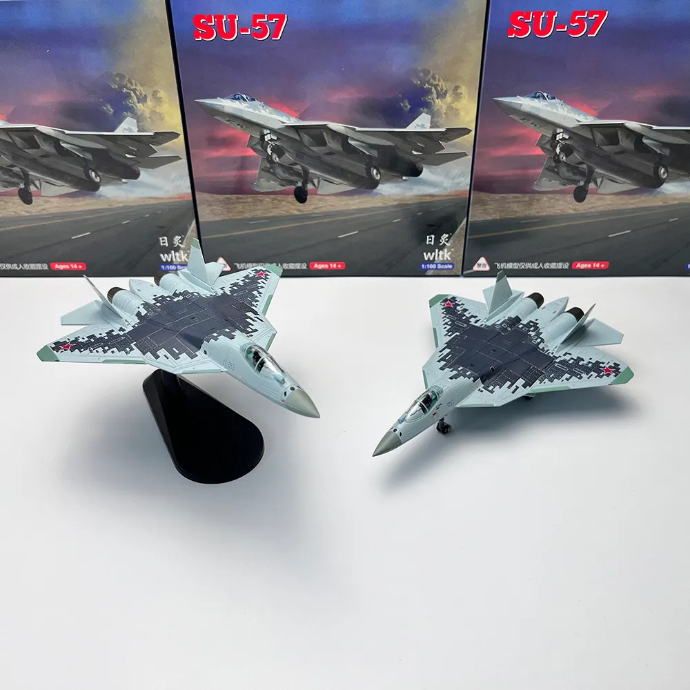 Авиационные модлевые Diecast Alloy 1100 Scale Russian Metal Metal Fighter SU 57 Модель самолета самолета SU-57 Модель для мальчиков-игрушек Коллекция 230613