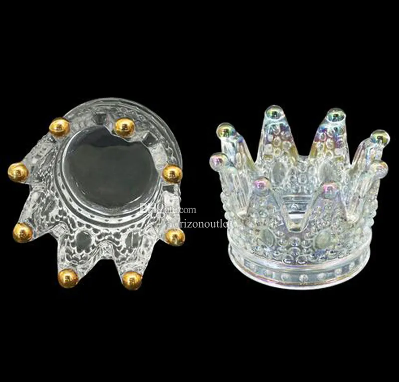 Crystal Glass Crown Shaped Votive Tea Light Candle Holder Vervaardigd Sieraden Organiseer Plaat Creatieve Asbak Thuis Goud Paars Bruiloft Decoratie