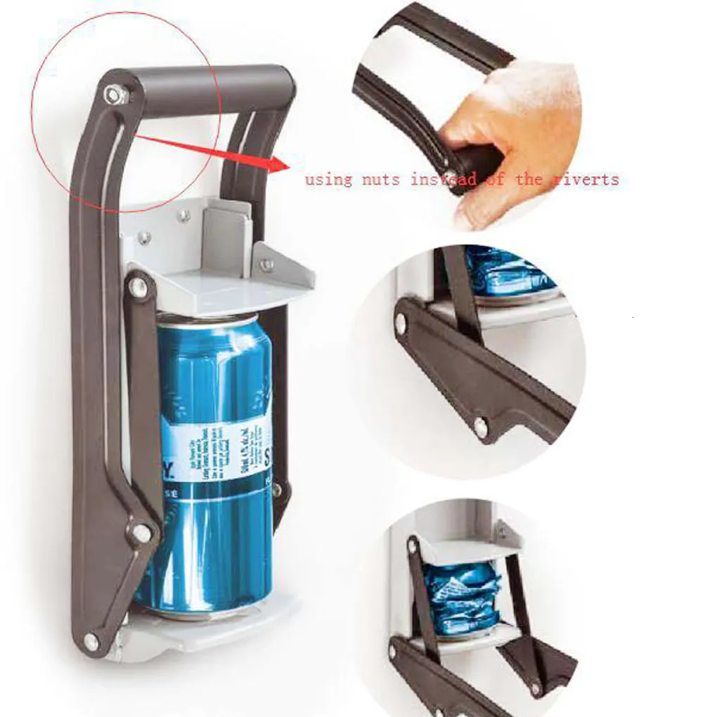 Openers 16oz 450ml Large Can Recycling Machine Jar Crusher Wall-mounted Press Beer Bottle Bar Opener 230613