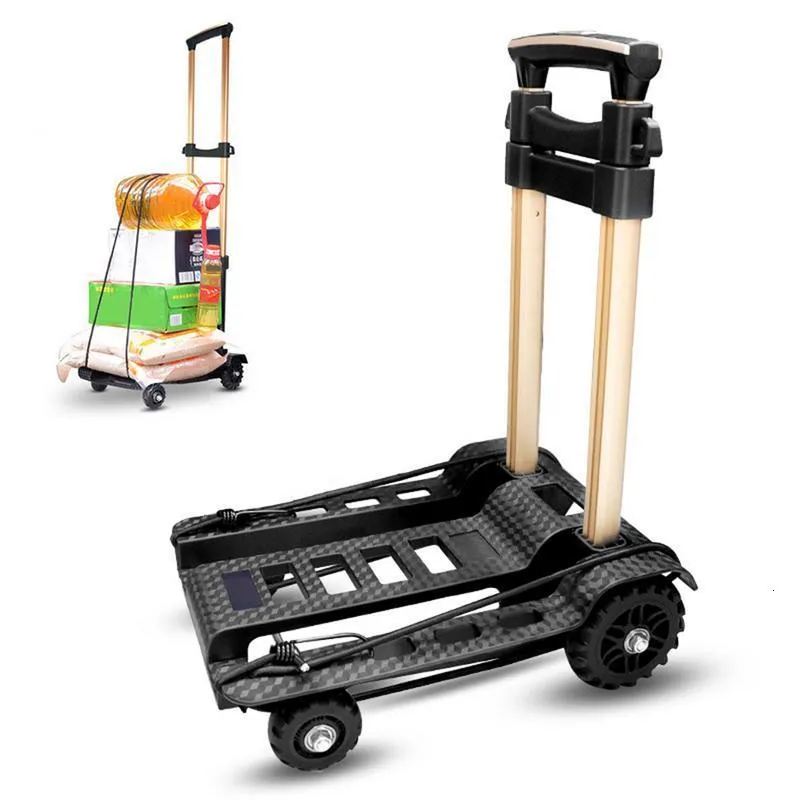 Storage Baskets Folding Trolley Heavy Duty Hand Truck With Backpack Luggage Cart Shopping For Moving Travel 230613
