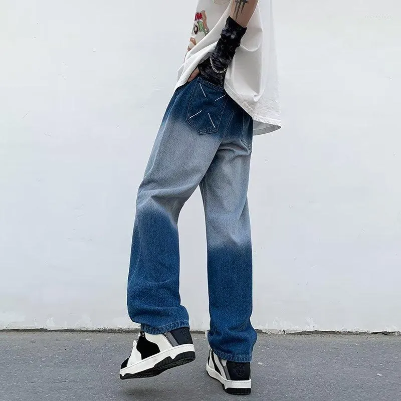 Pantalones vaqueros para hombre 2023, moda coreana, pantalones holgados Kpop Y2K, ropa para hombre, pantalones vaqueros informales rectos azules lavados Retro, Vetements Homme