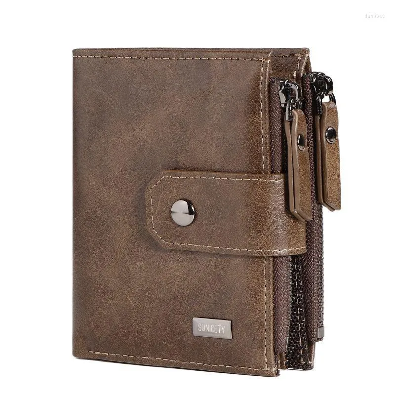 Billeteras de cuero para hombre, monedero, tarjetero pequeño, cartera Portomonee para hombre, billetera de bolsillo para café, dinero J123