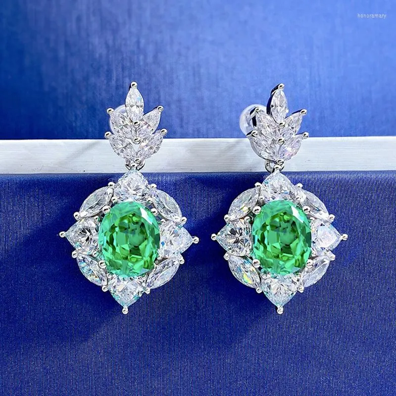 Stud Earrings 2023 925 Silver Handkerchief Green 10 12 For Female Senior Sense Luxury Inlaid Rich Woman's Ins Style