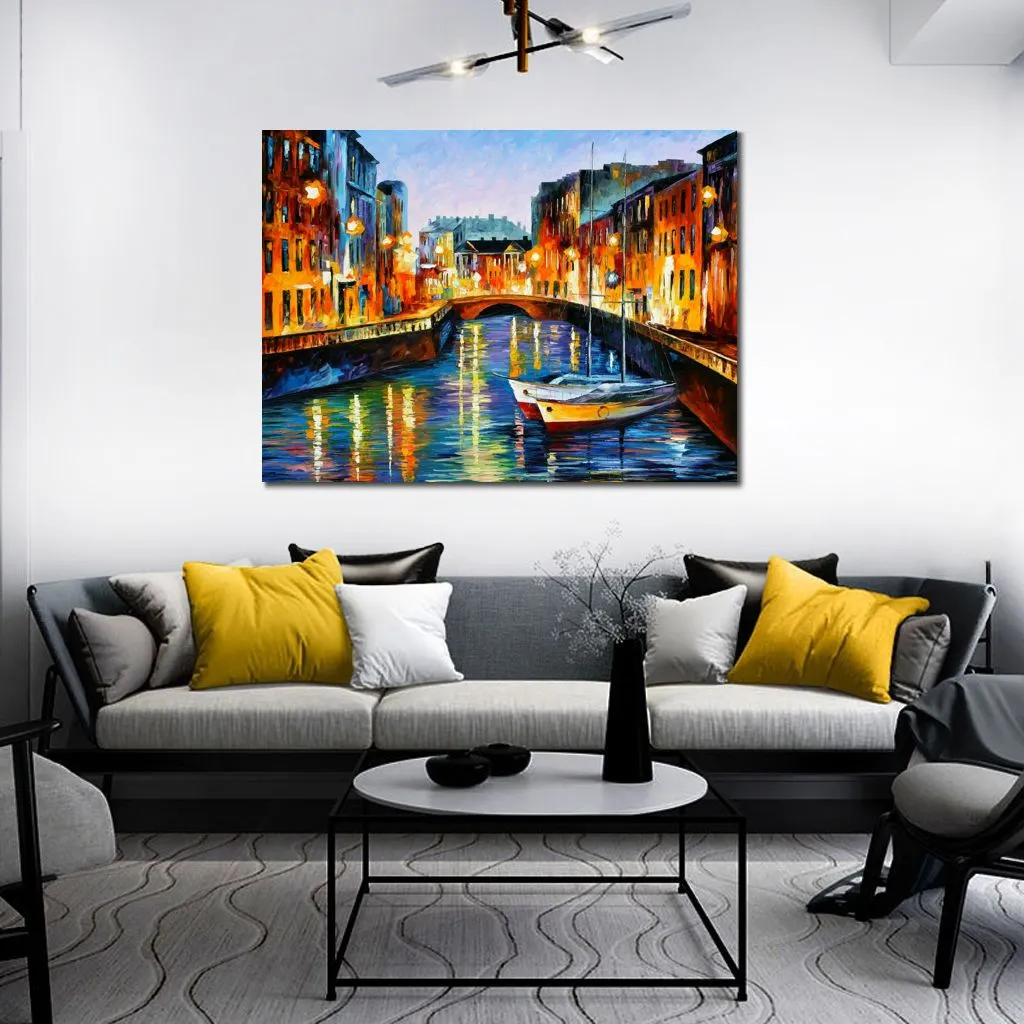 High Quality Canvas Art Evening River St. Petersburg Handcrafted Oil Paintings Urban Streets Modern Wall Decor