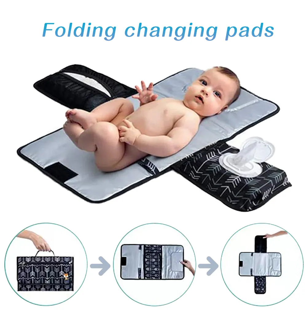 Wickelunterlagenbezüge Baby Tragbare Windel Wickelunterlage Smart Wipes Tasche Leicht Multifunktionales faltbares wasserdichtes Reisewindelset 230613