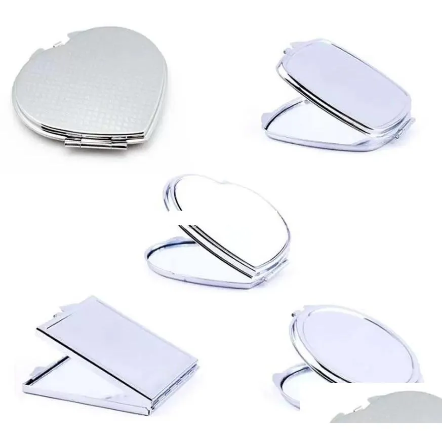 Espejos Maquillaje Portátil Compacto Espejo Hierro Sublimación En Blanco Plateado Aluminio Cosmético Decoración Chica Regalo Entrega Gota Hogar Jardín Dhm1S