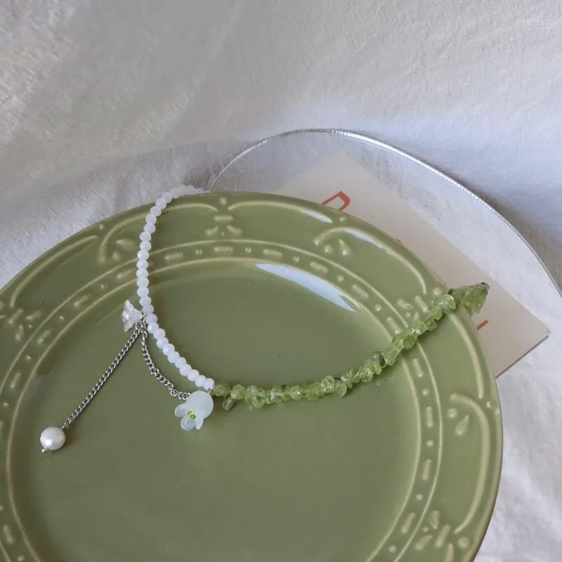 Choker Ins Franse Leuke Stijl Orchidee Hanger Ketting Vrouwen Meisje Sexy Dissymmetrie Kralen Sieraden Vakantie Alle Match