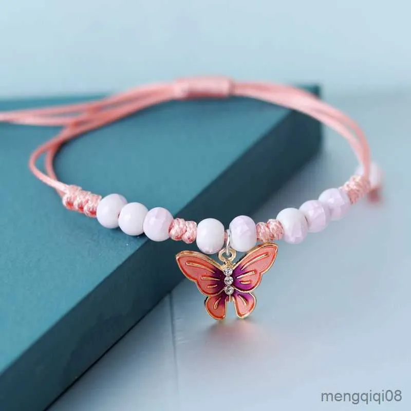 Bracelets Fashion Butterfly Rope Bracelet for Women Cute Rabbit Animal Beads Summer Friendship Wedding Wrist Jewelry Gifts R230804