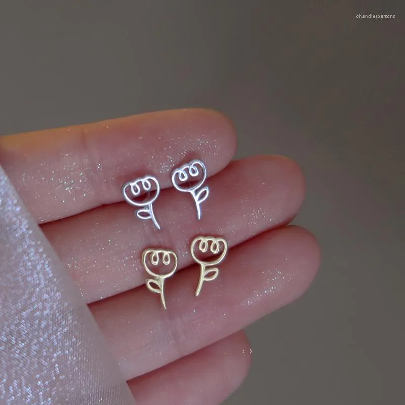 Stud Earrings Tulip Flower Delicate Golden Color Simple Small For Women Girls Fashion Trendy Jewelry Bijouterie Gifts