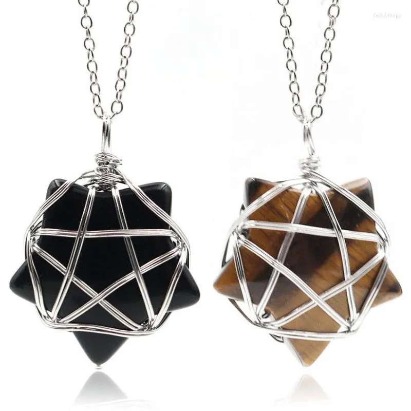 Pendant Necklaces YJXP Natural Healing Crystal Stars Charm Jewellery Silver Plating Star Of David Necklace For Women And Men