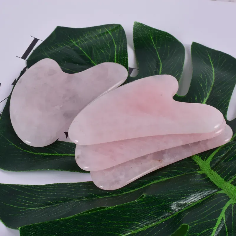 Hudvårdsprodukter Hjärtformad anti åldrande Guasha Board Rose Quartz Gua Sha Facial Massager Skin Tool