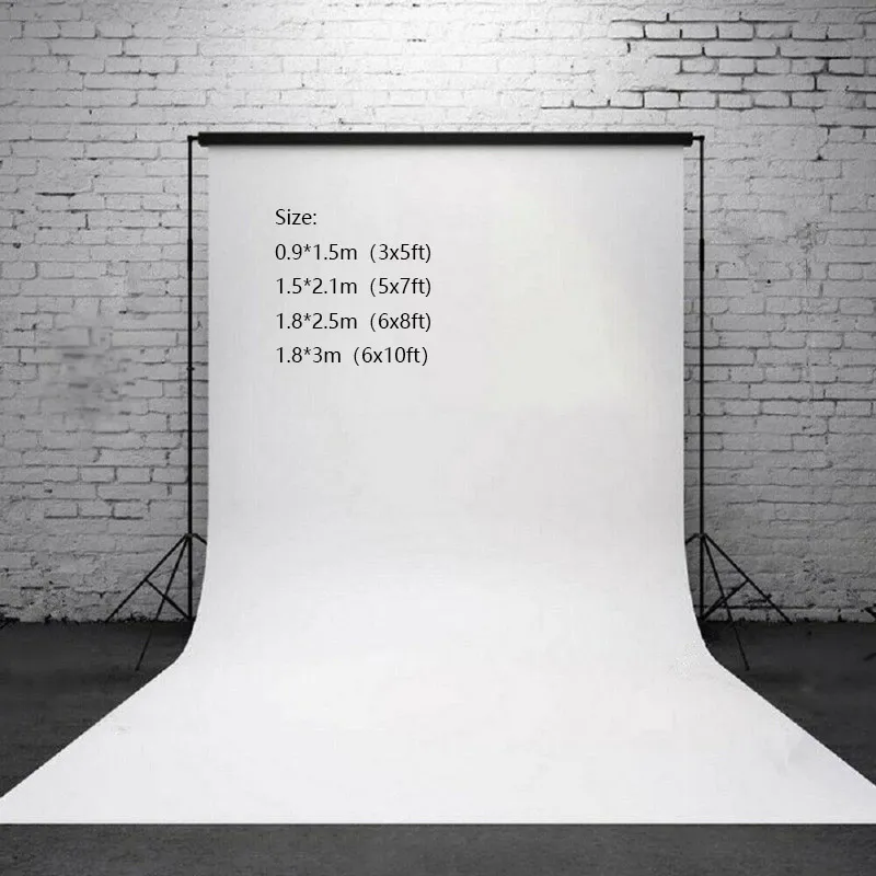 Photography Studio Background Backdrop Screen Cloth 0.9X1.5m/1.5X2.1m /1.8X2.5m/1.8X3m White For Camera Studio Photo Lighting