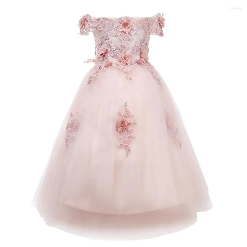 Fille Robes Hors Épaule Fleur Bébé Filles Robe Baptême Pour 1ère Année D'anniversaire Dentelle Fête De Mariage Baptême Vêtements Pour Bébés