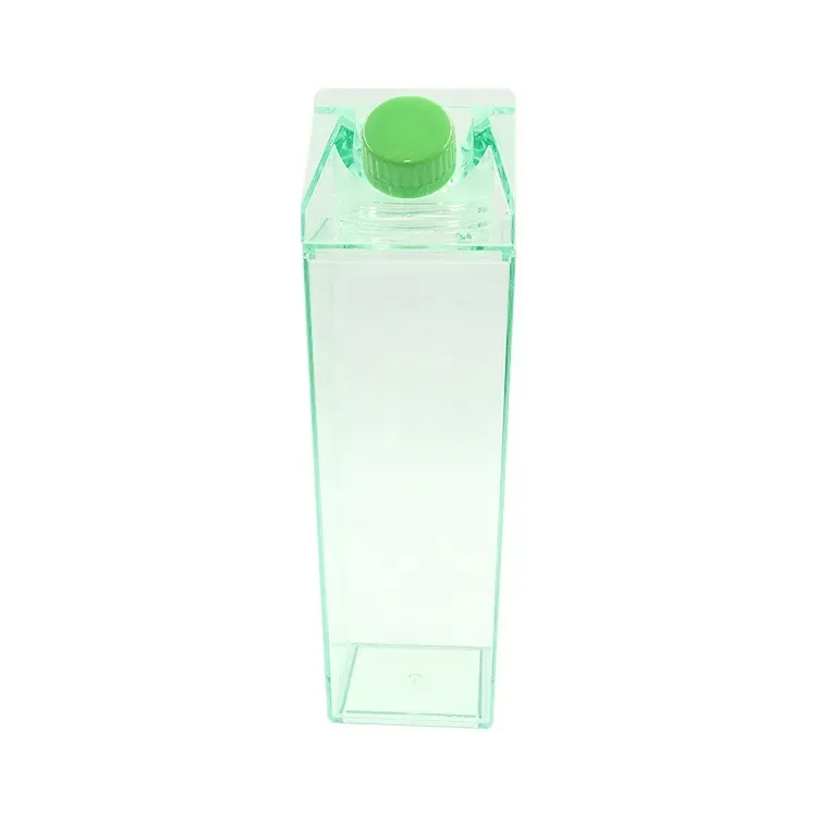 500ml Milk Box Plastic Milk Carton Acrylic Water Bottle Clear Transparent Square Juice Bottles for Outdoor Sports Travel BPA Free