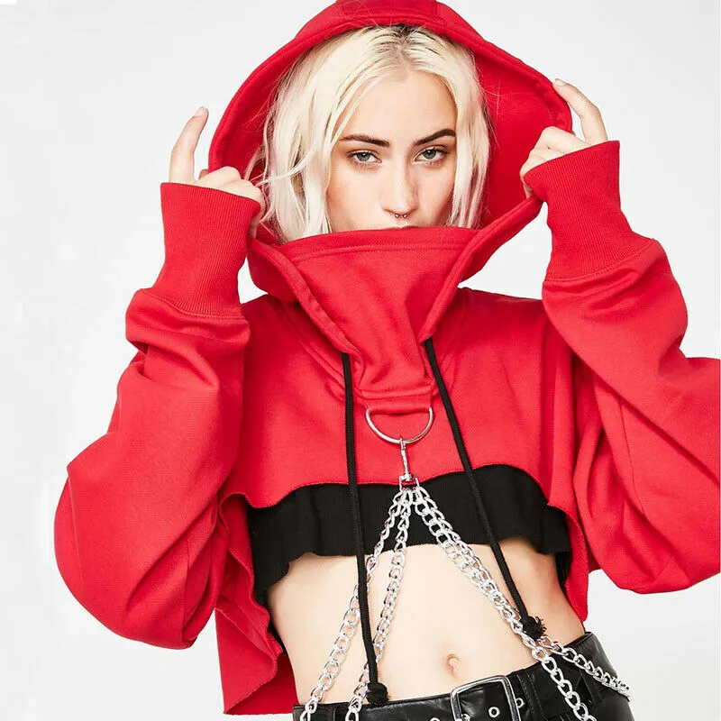 Crop top red hoodie outlet