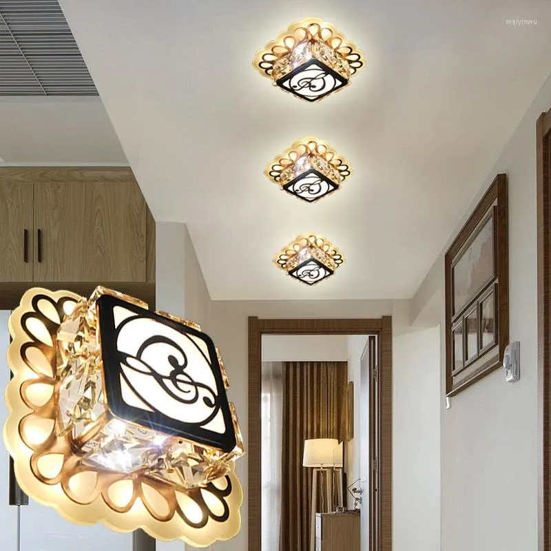 Ceiling Lights Crystal LED 9W AC90-260V Modern Light Embeded Instal Lighting For Living Room Blue Pink