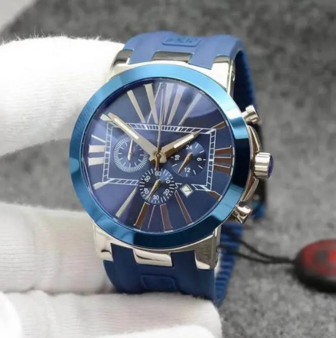 populair zwart gelimiteerd horloge individuele stijl dual time herenhorloge chronograaf kwarts romeinse mariene duiker hispania herenhorloges hamerhaai blauwe rubberen band