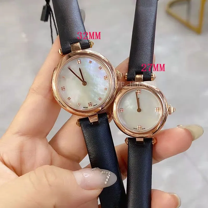 Women's Causal FashionWatch 27MM 32MM lederen band quartz-batterijhorloges gouden horloges luxe horloges van hoge kwaliteit