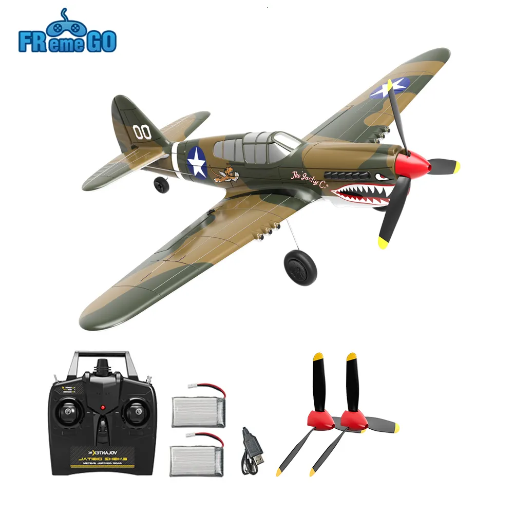 ElectricRC Aircraft P-40 RC Aircraft P40 Fighter 400mm Wingspan 4Ch 6-Axis Gyro One-Key U-Turn Aerobatic RTF RC Airplane Outdoor Toys 230613