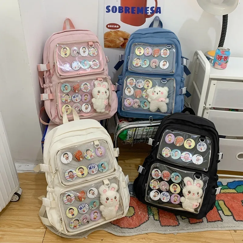 TAKOXIA Japanse Studentenrugzak - Grote Capaciteit Met Clear Pocket