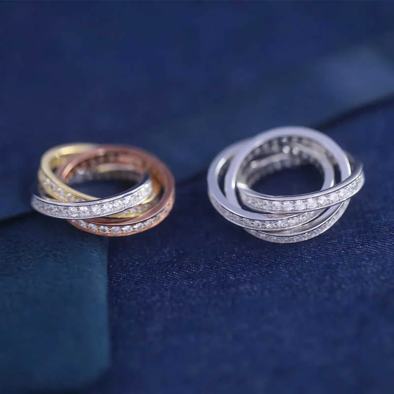 Designer Charme Gtm.s925 Sterling Silber Carter Drei Ring Womens Stil Vielseitiger Kreis Multi -Layered Personalisierte Finger
