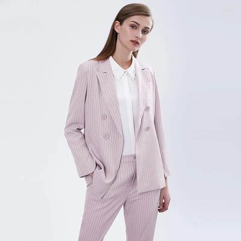 Abiti da donna Heydress 2023 Donna Estate Autunno Blazer rosa a righe Giacca sottile Colletto rovesciato Abito da donna casual da ufficio femminile