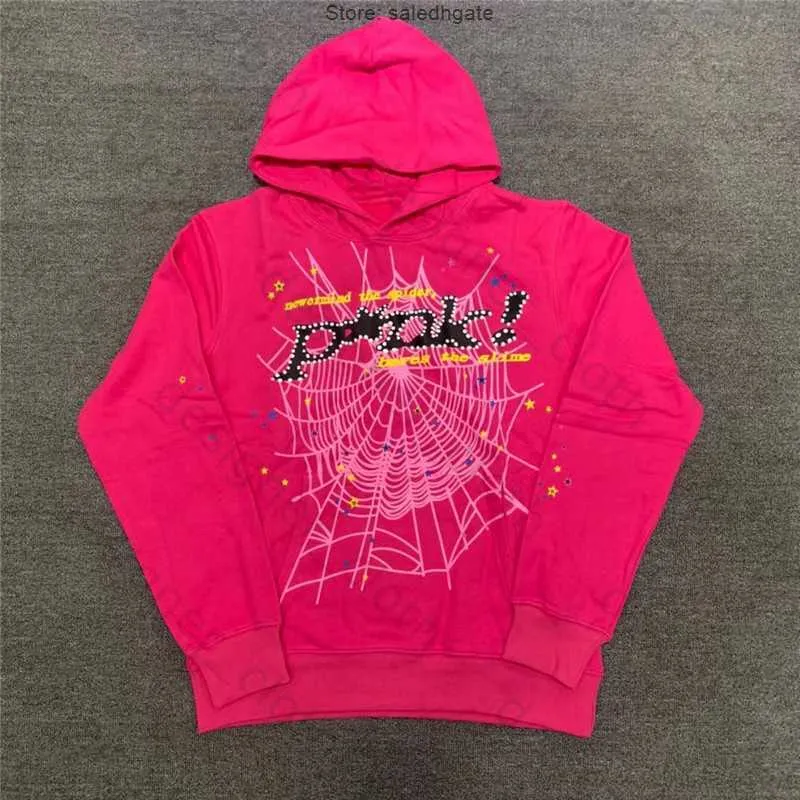 2023 Hoodies Sp5der Young Thug 555555 Angel Pullover Pink Red Hoodye Pants Men Top1 Quality Shoe Sp5ders Printing Spider Web Sweatshirts F1B3