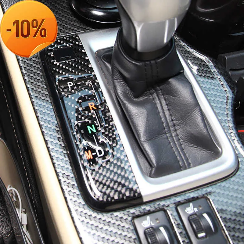 Partihandel Real Carbon Fiber Car Gear Shift Decoration Cover Sticker Decal för Toyota Highlander 2015 2016 2017 2018 Dekorationstillbehör